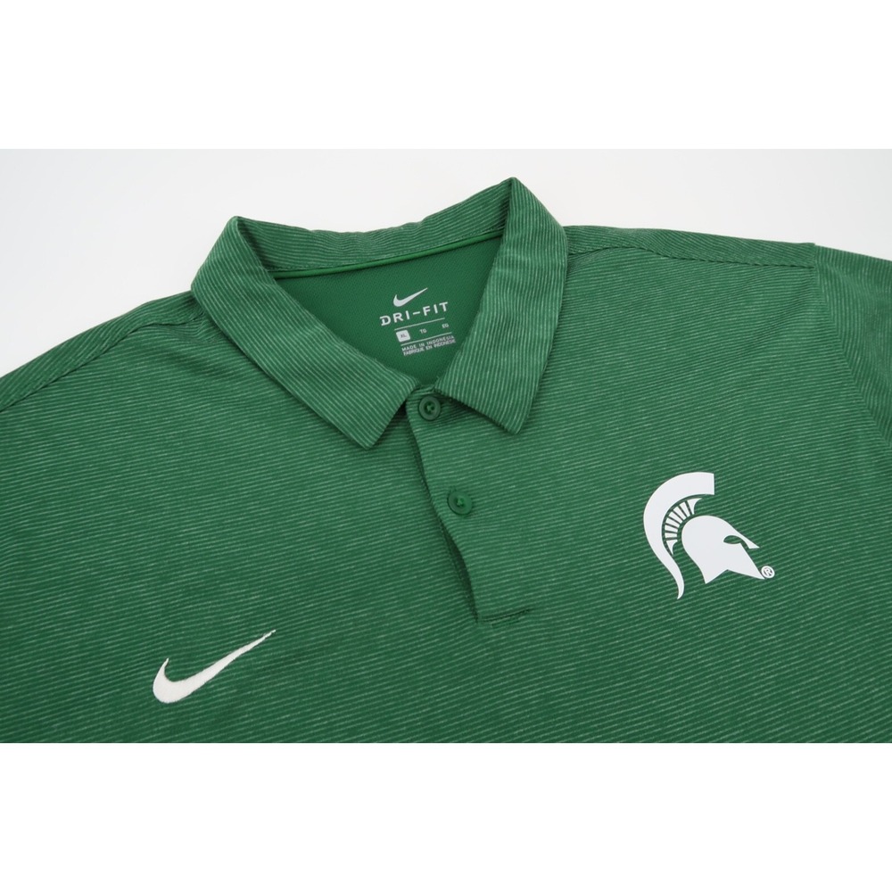 Nike Michigan State‎ Spartans Mens XL Green Performance Dri-Fit Golf Polo Shirt